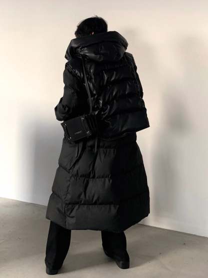【23s December.】Hooded Leather Vest Two-piece Long Down Jacket-IYAMIUIO