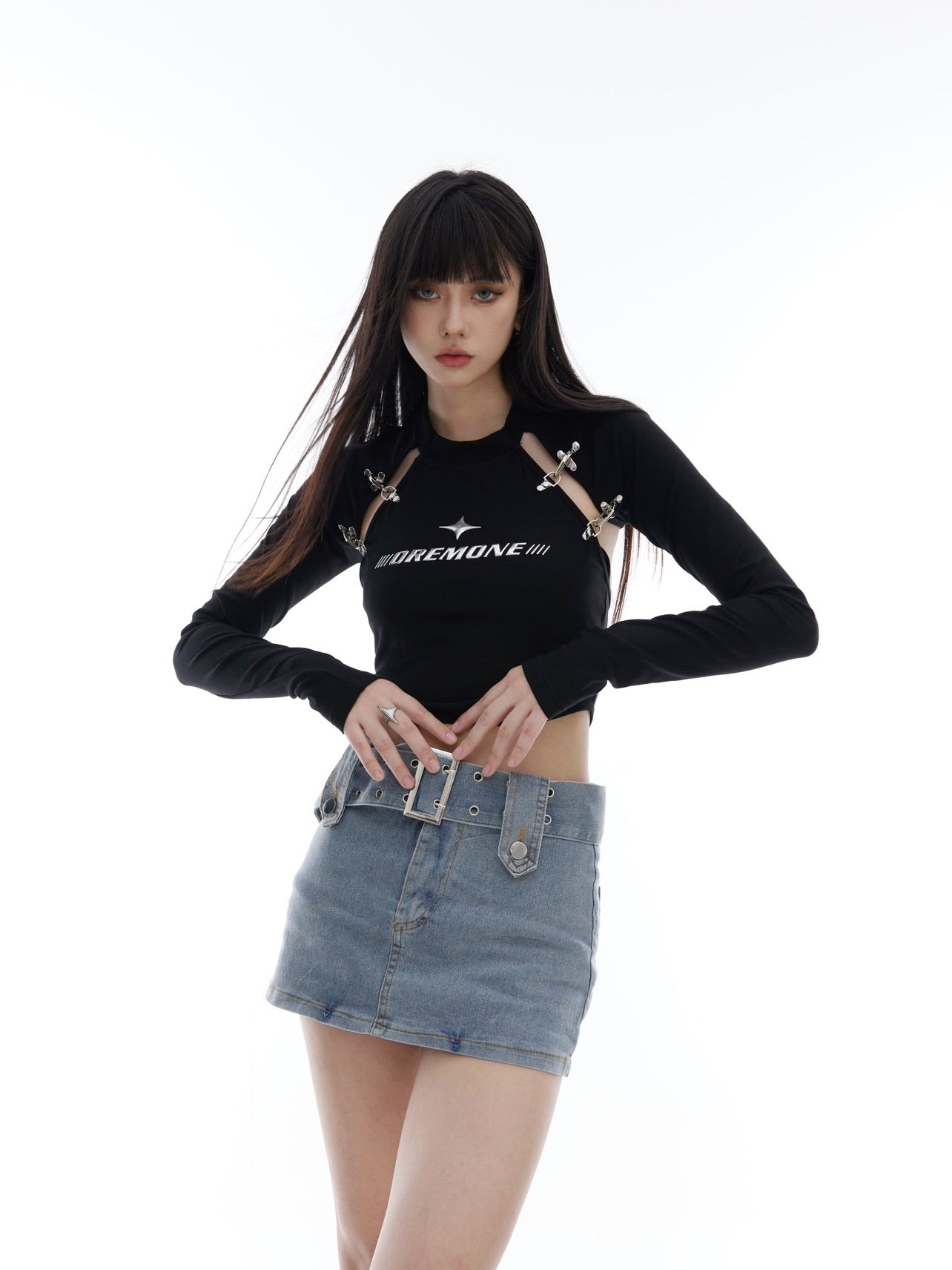 【23s August.】Airplane Buckle Hollow Tops-IYAMIUIO