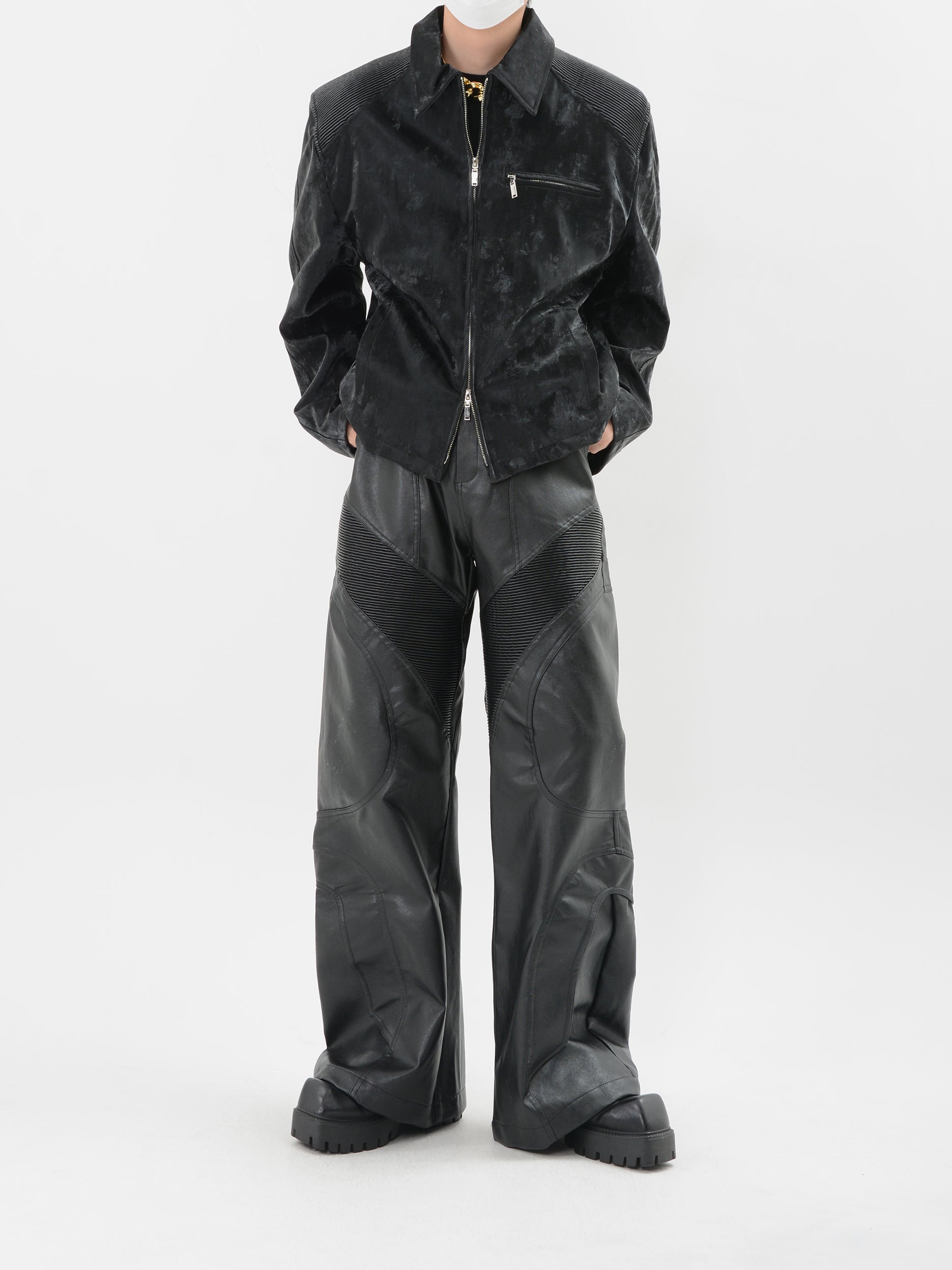 【24s Sep.】PU Leather Patchwork Jacket-IYAMIUIO