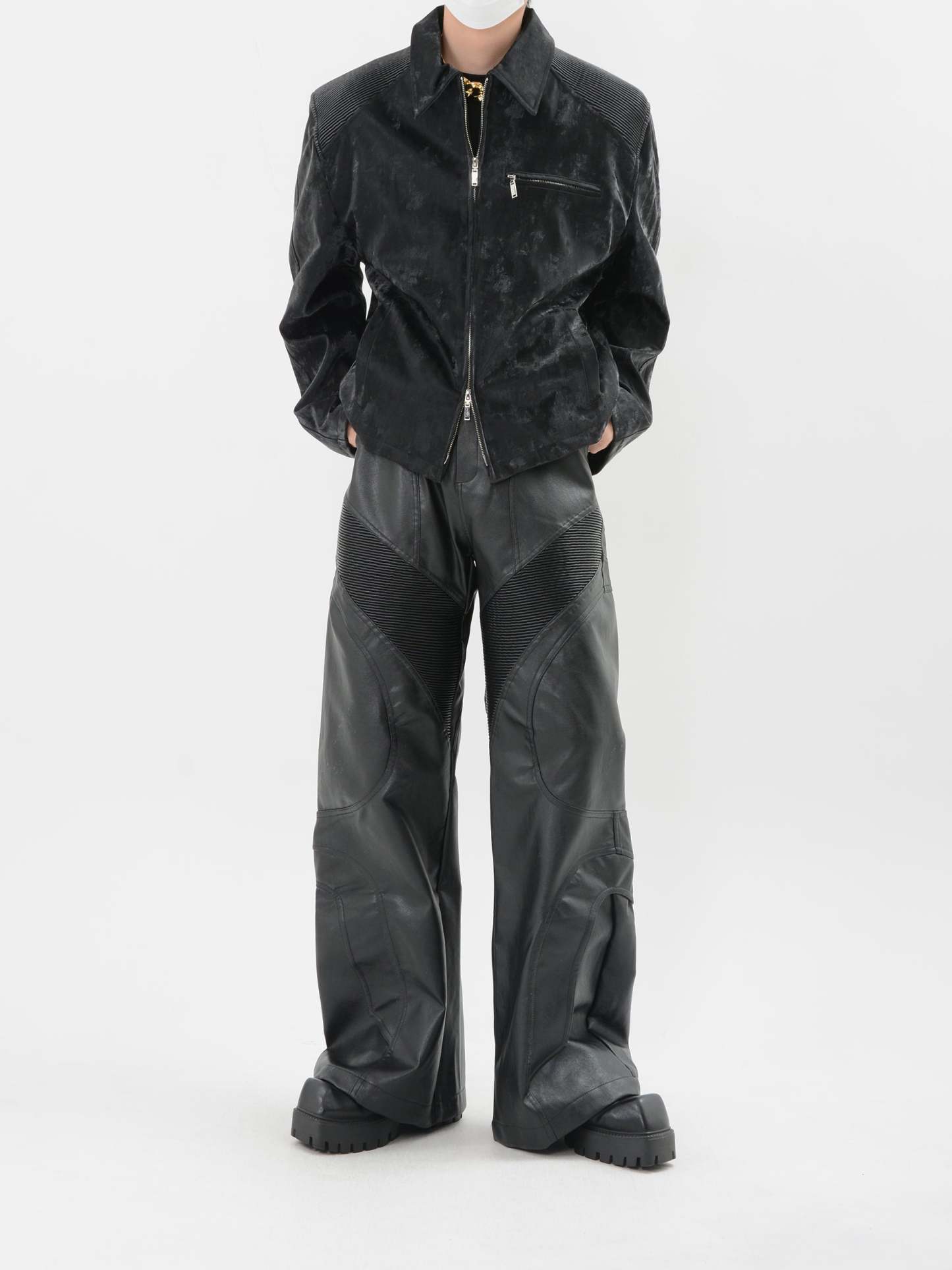 【24s Sep.】PU Leather Patchwork Jacket-IYAMIUIO