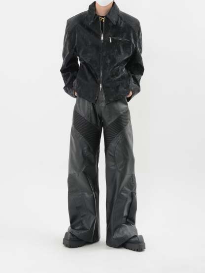 【24s Sep.】PU Leather Patchwork Jacket-IYAMIUIO