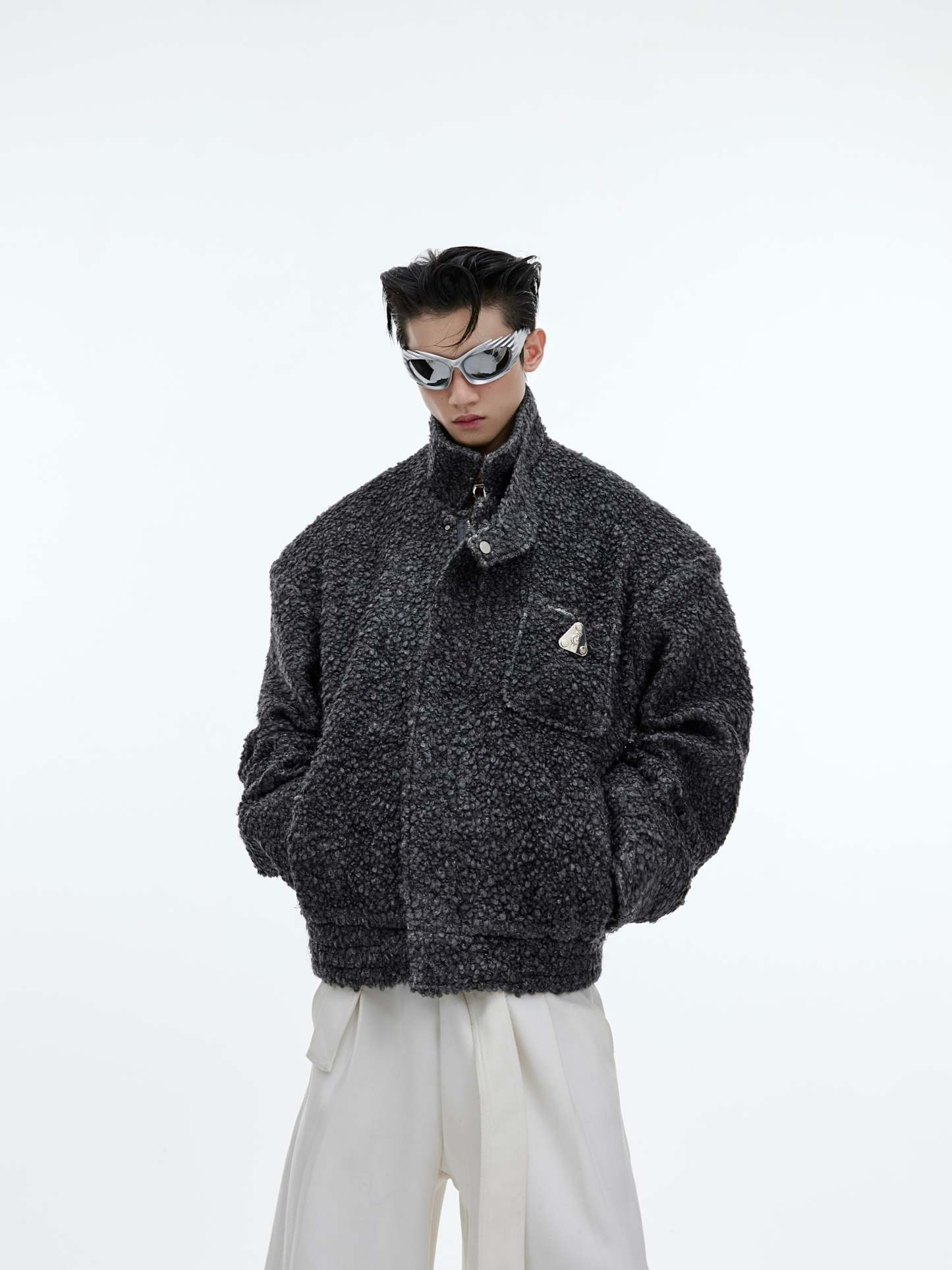 【24s January.】New Year Textured Wool Silhouette Short Jacket-IYAMIUIO