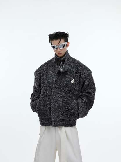 【24s January.】New Year Textured Wool Silhouette Short Jacket-IYAMIUIO