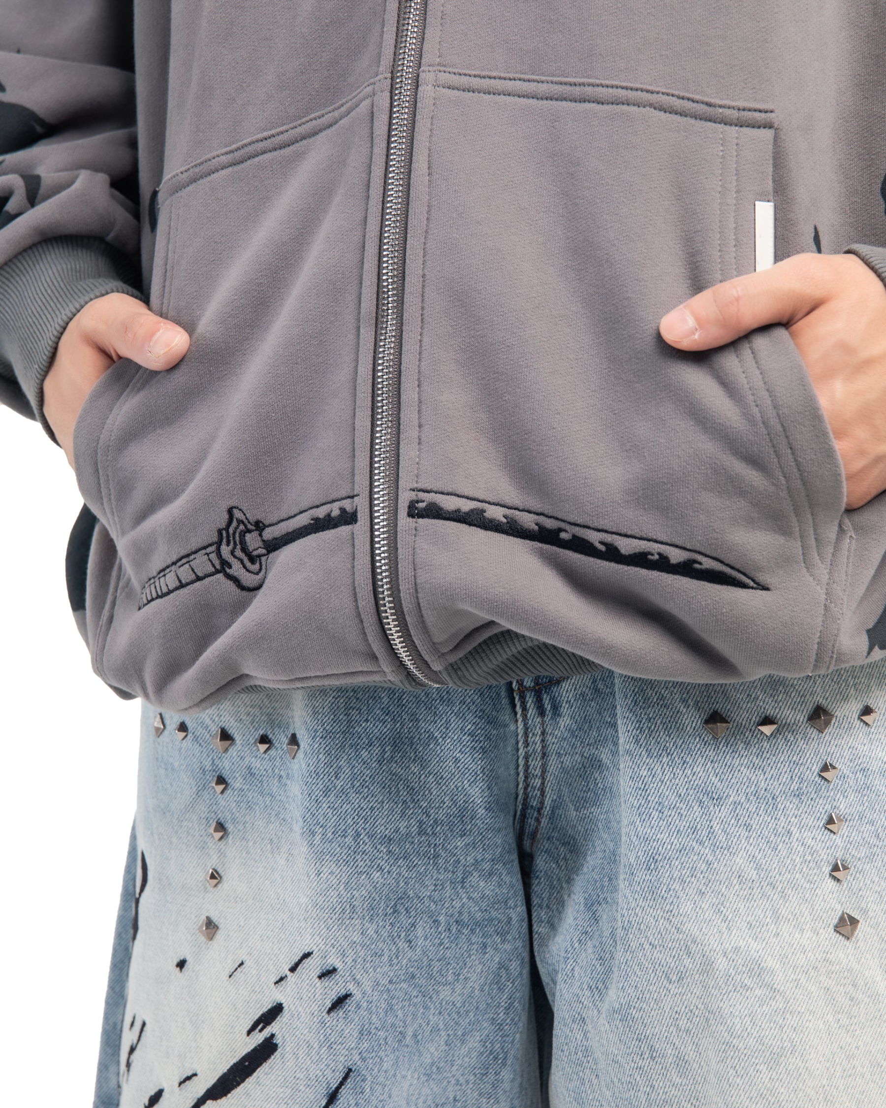 Flame Pillar Zip Hoodie-Demon Slayer-IYAMIUIO