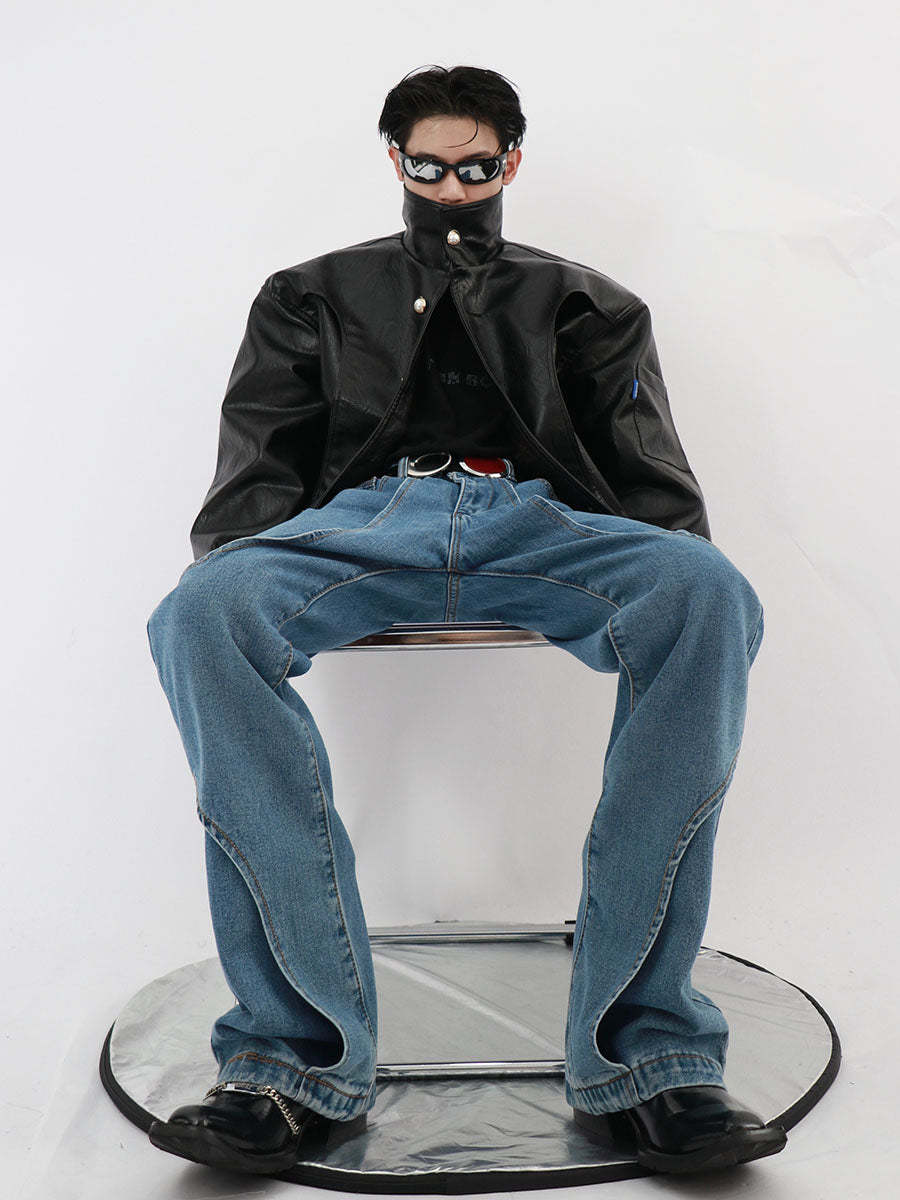 Double Layer Design Jeans-IYAMIUIO