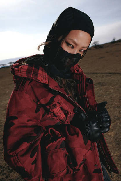 Red Camo Hoodie  Cotton Jacket-IYAMIUIO