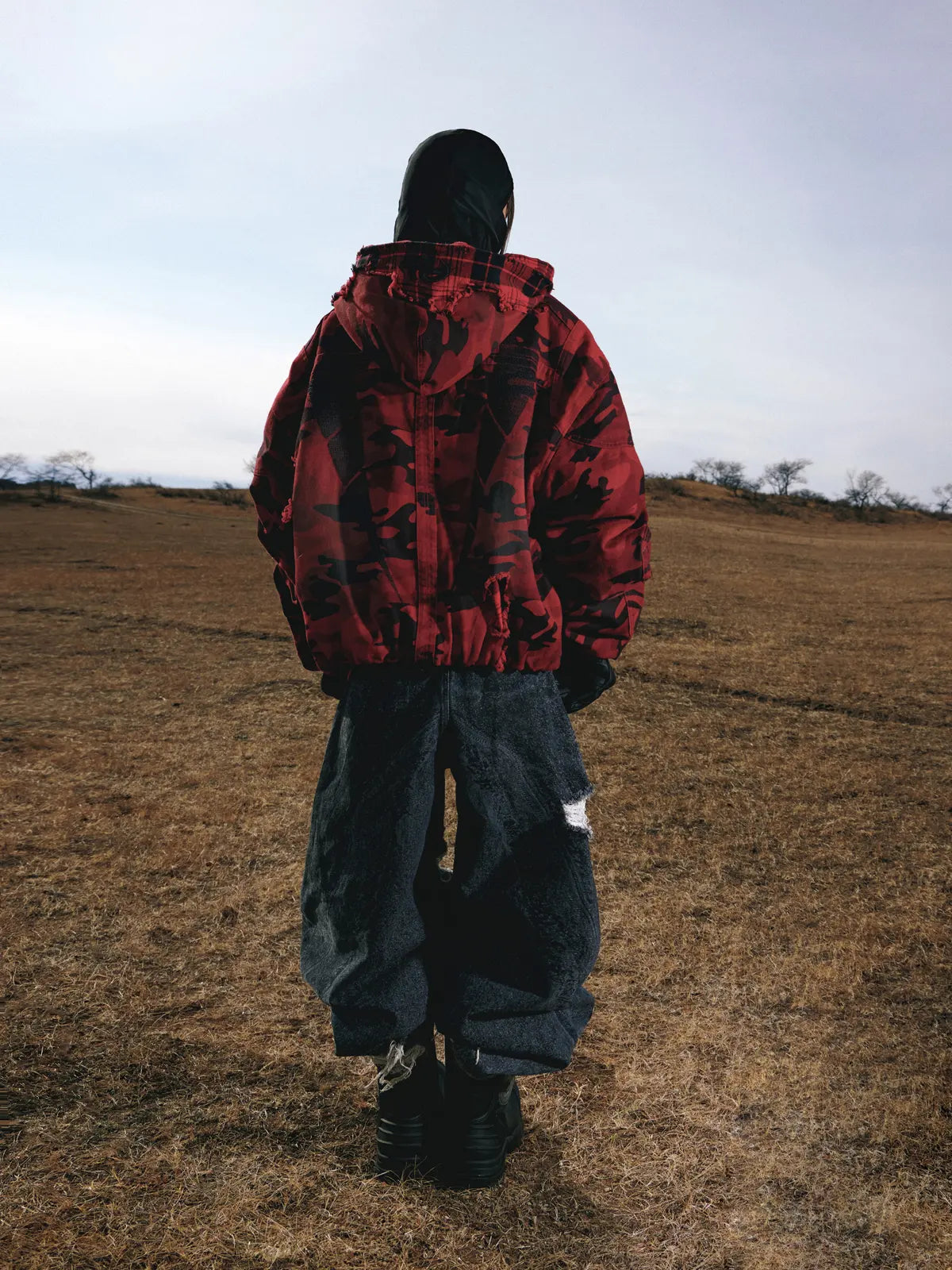 Red Camo Hoodie  Cotton Jacket-IYAMIUIO