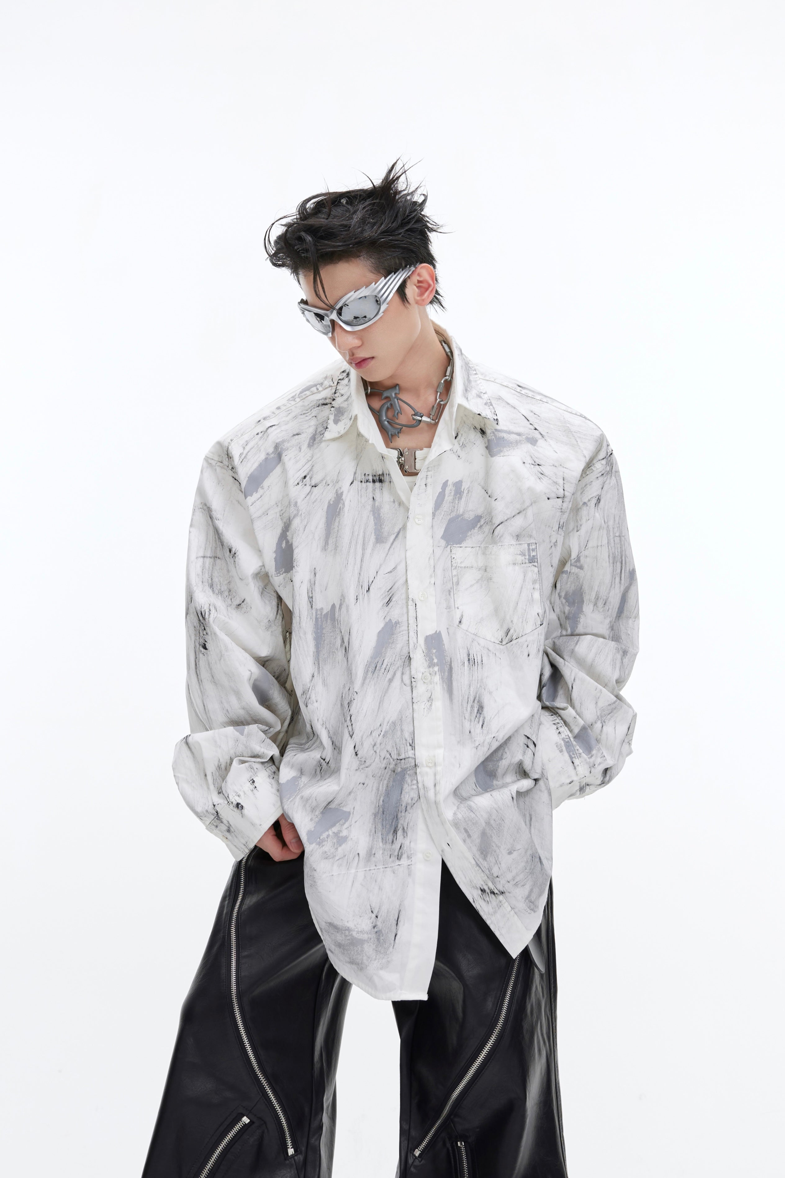 【24s January.】Heavy Brushed Hand Painted Design Shirt-IYAMIUIO