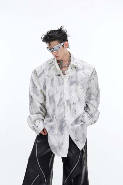【24s January.】Heavy Brushed Hand Painted Design Shirt-IYAMIUIO