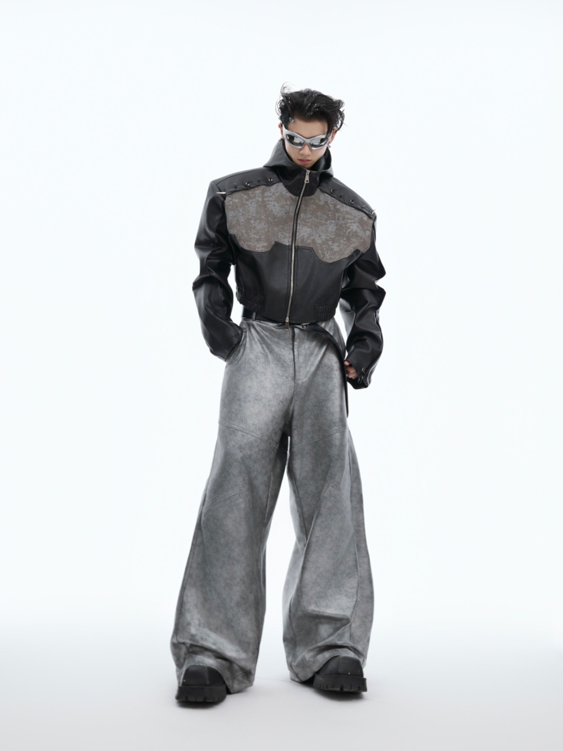 【24s Sep.】Rivets Tighten the Line Punk Short PU Coat-IYAMIUIO