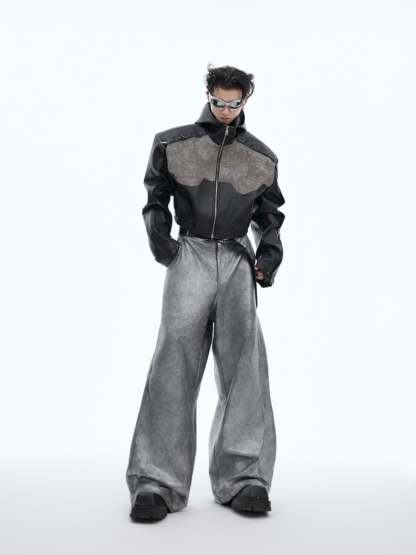 【24s Sep.】Rivets Tighten the Line Punk Short PU Coat-IYAMIUIO