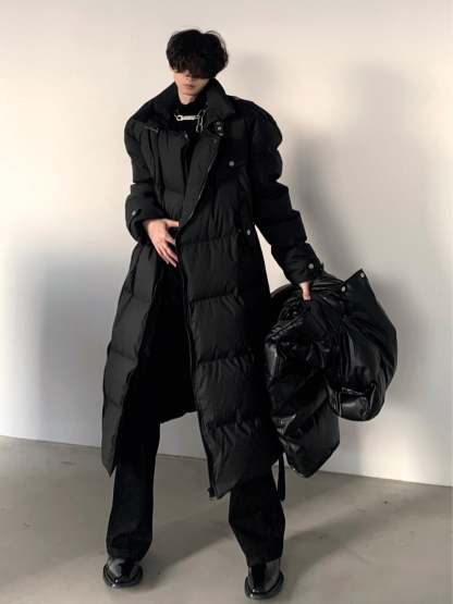 【23s December.】Hooded Leather Vest Two-piece Long Down Jacket-IYAMIUIO