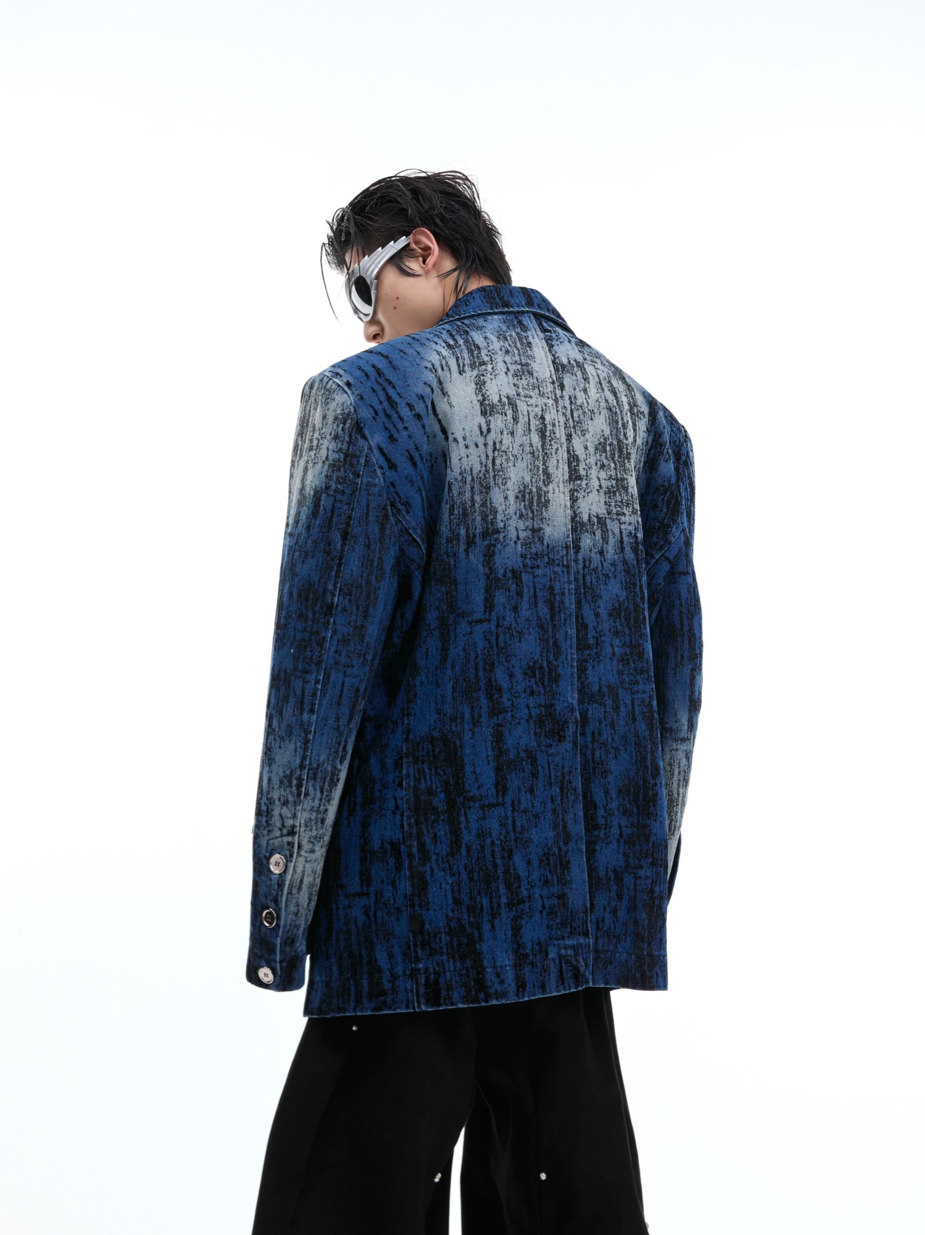 【24s Oct.】Tie-Dye Shoulder Denim Blazer-IYAMIUIO