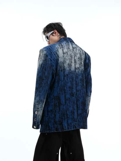 【24s Oct.】Tie-Dye Shoulder Denim Blazer-IYAMIUIO