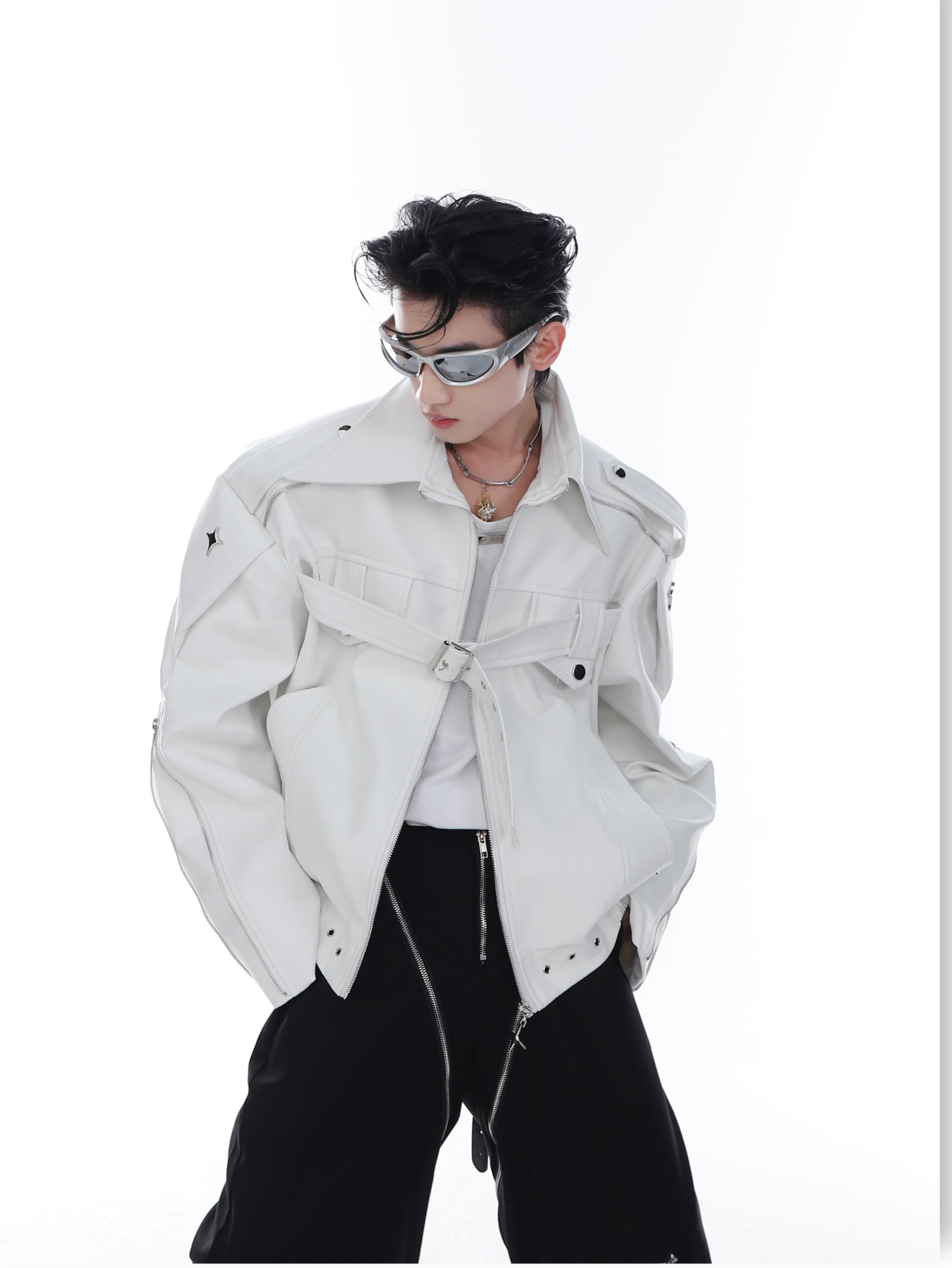 【23s Feb.】Button and Zip Leather Jacket-IYAMIUIO