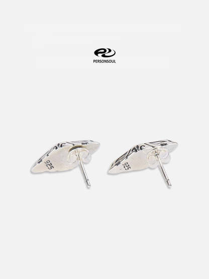 Personsoul Geometric Silver Stud Earrings-IYAMIUIO