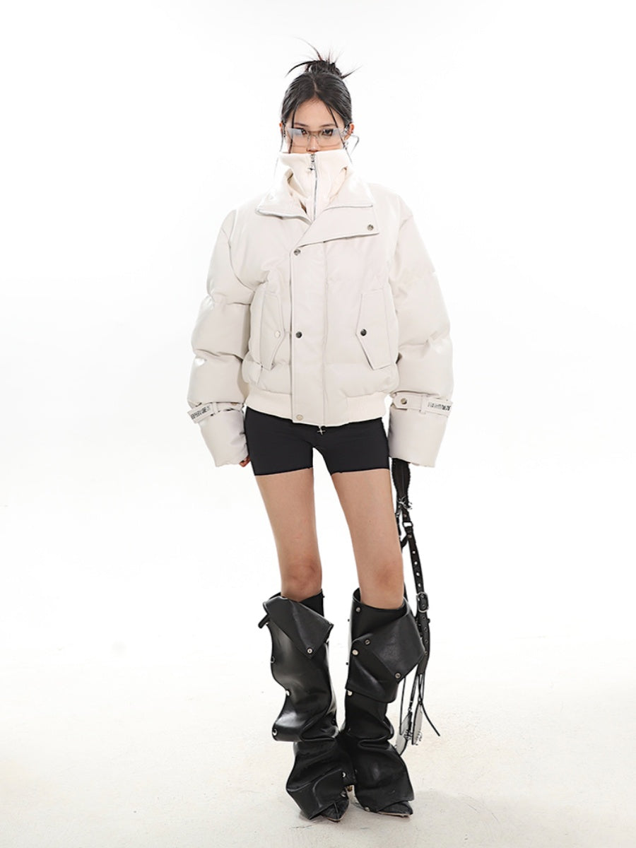 【Hot】High-end Fake Two-piece Stand-collar Short Cotton Jacket-IYAMIUIO