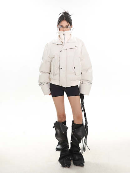 【Hot】High-end Fake Two-piece Stand-collar Short Cotton Jacket-IYAMIUIO