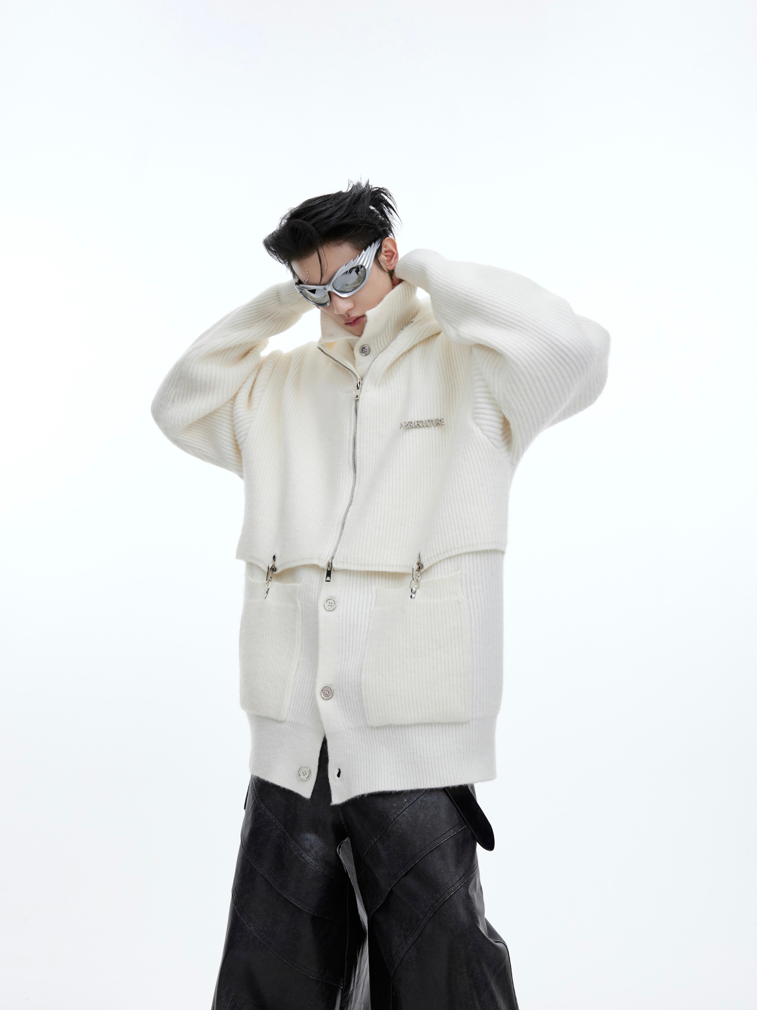 【24s January.】Deconstructed Fake Two-piece Knitted Hooded Sweatshirt-IYAMIUIO