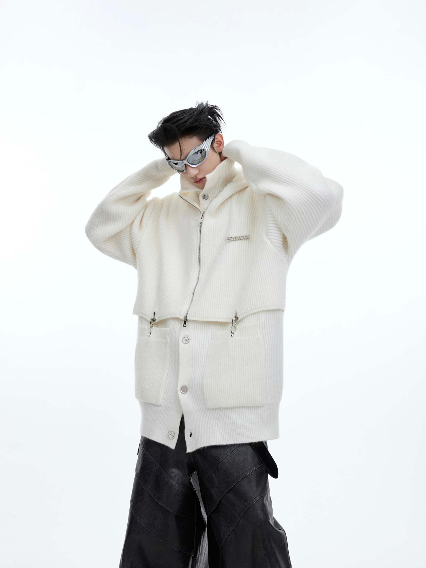 【24s January.】Deconstructed Fake Two-piece Knitted Hooded Sweatshirt-IYAMIUIO