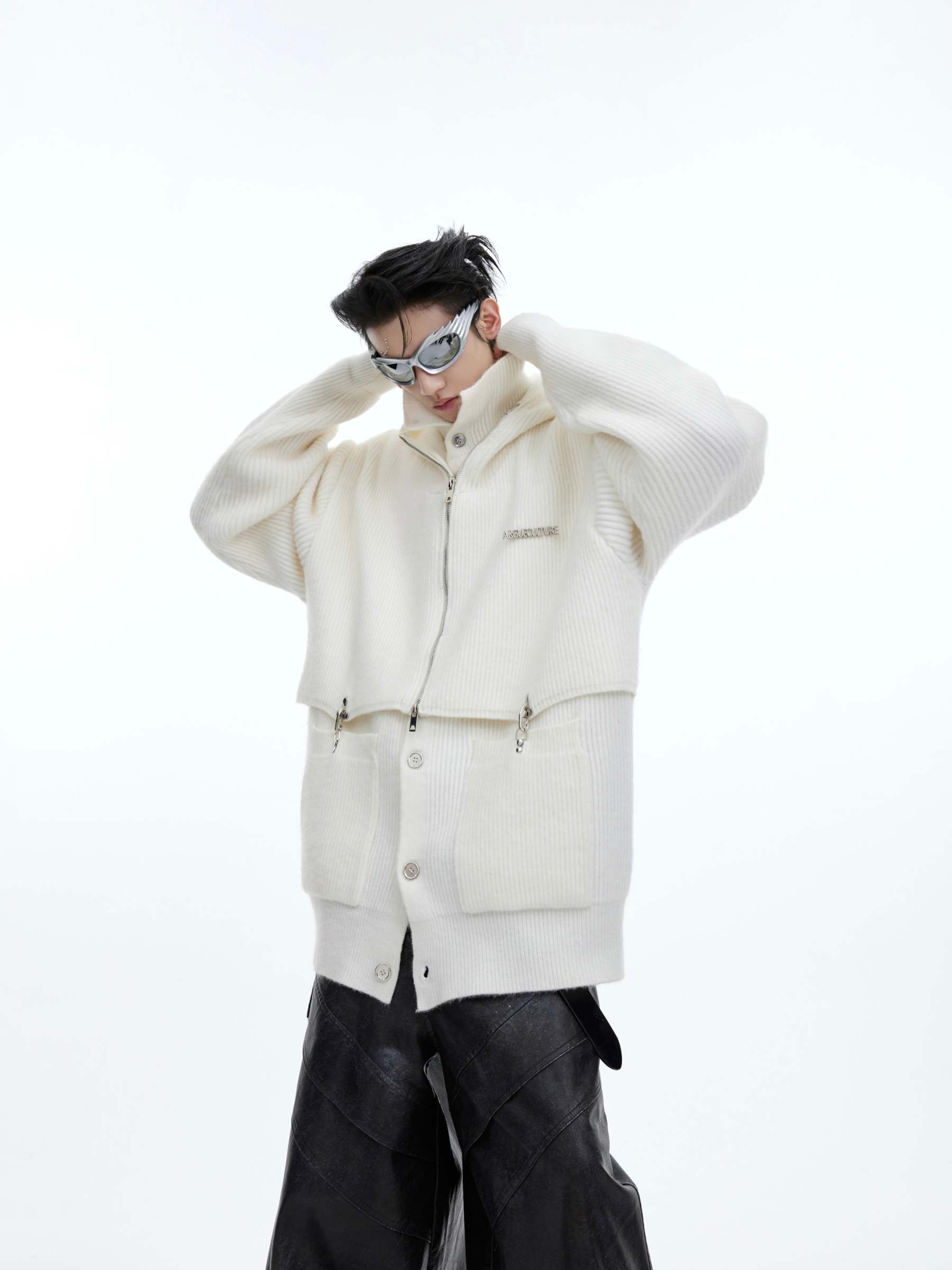 【24s January.】Deconstructed Fake Two-piece Knitted Hooded Sweatshirt-IYAMIUIO