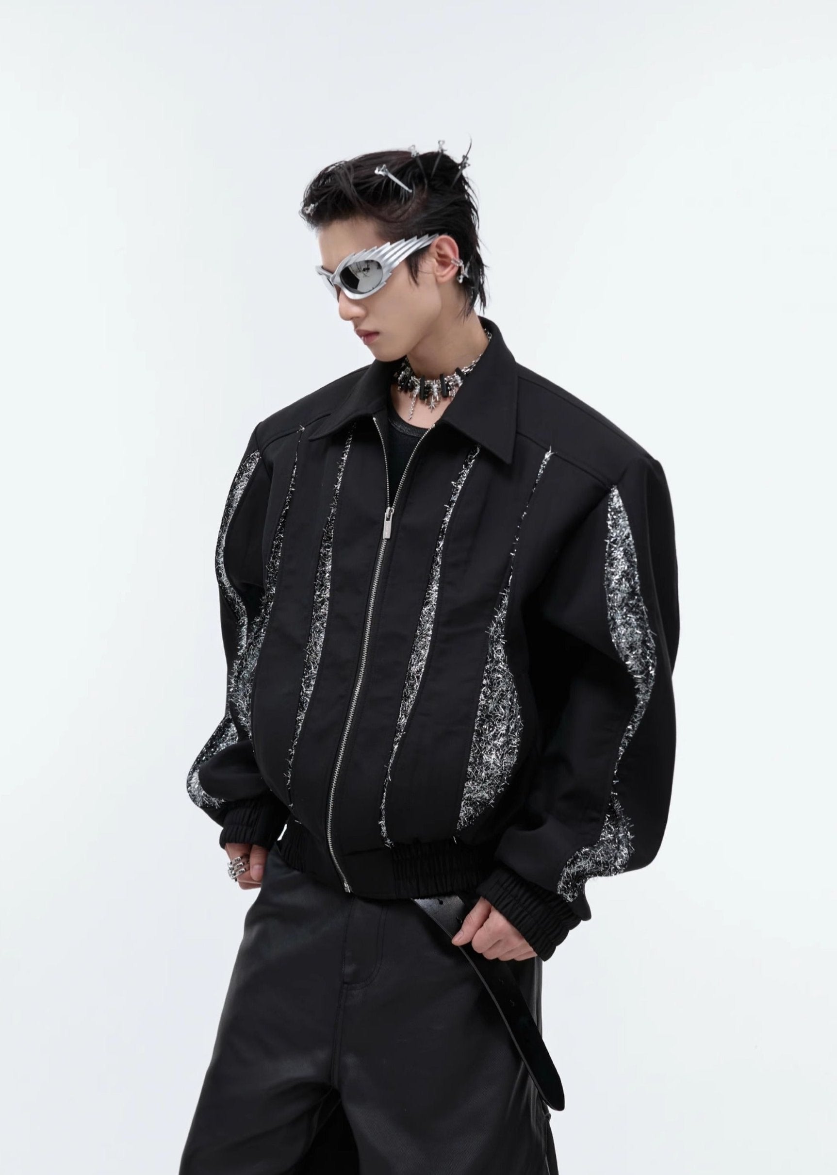 【24s Sep.】Patchwork Sequined Cropped Jacket-IYAMIUIO