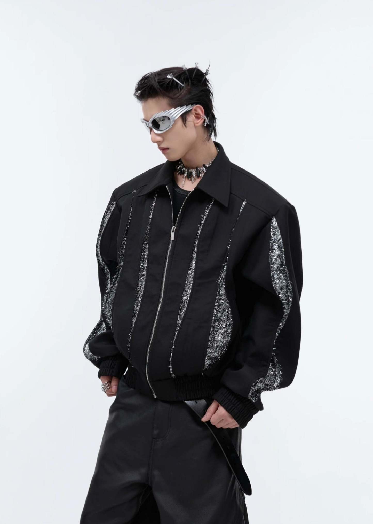 【24s Sep.】Patchwork Sequined Cropped Jacket-IYAMIUIO