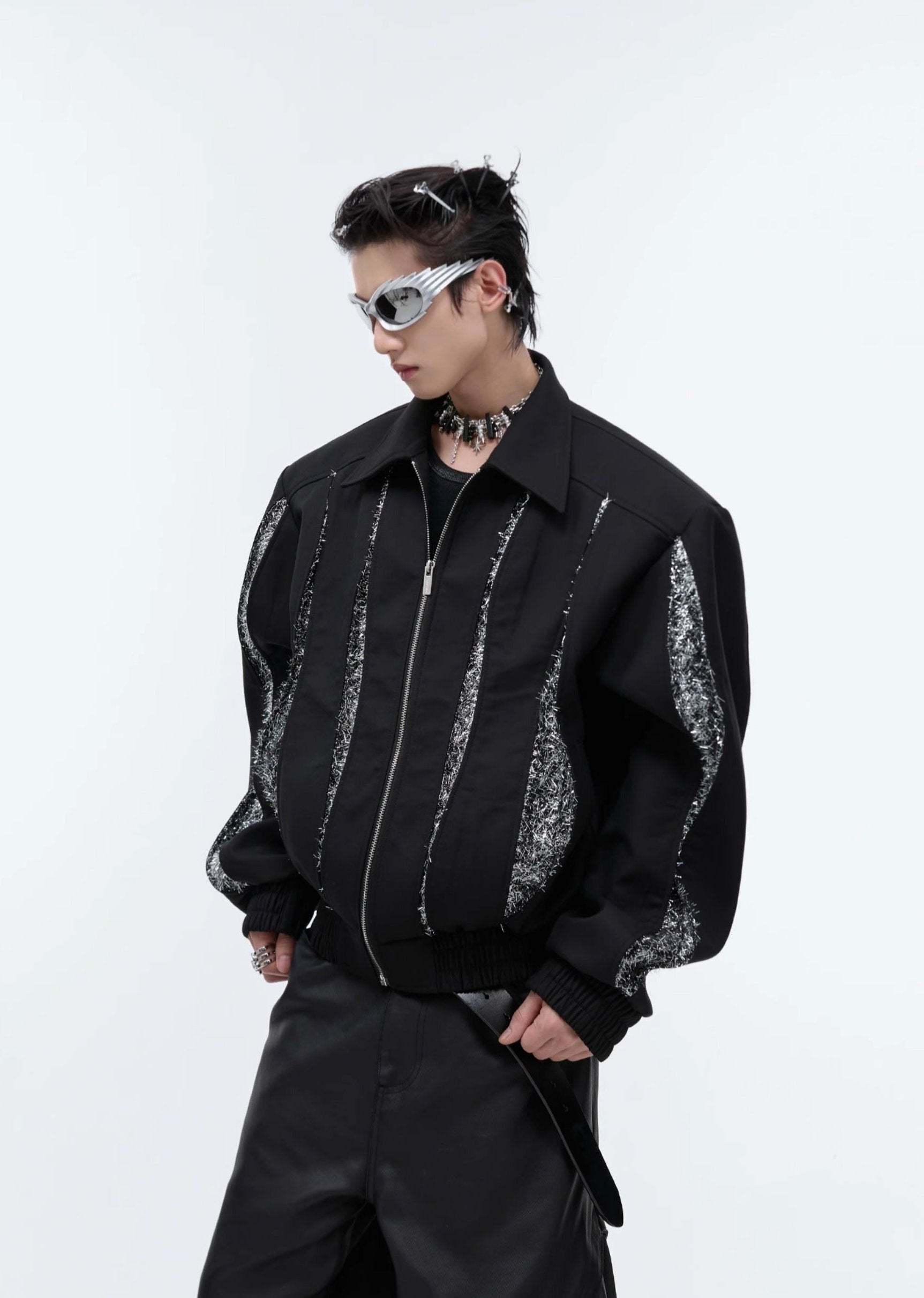 【24s Sep.】Patchwork Sequined Cropped Jacket-IYAMIUIO