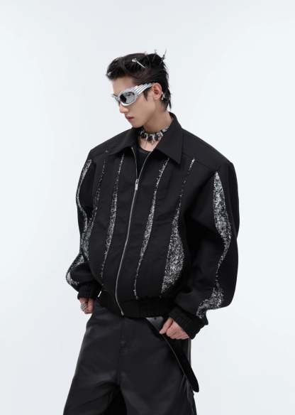 【24s Sep.】Patchwork Sequined Cropped Jacket-IYAMIUIO