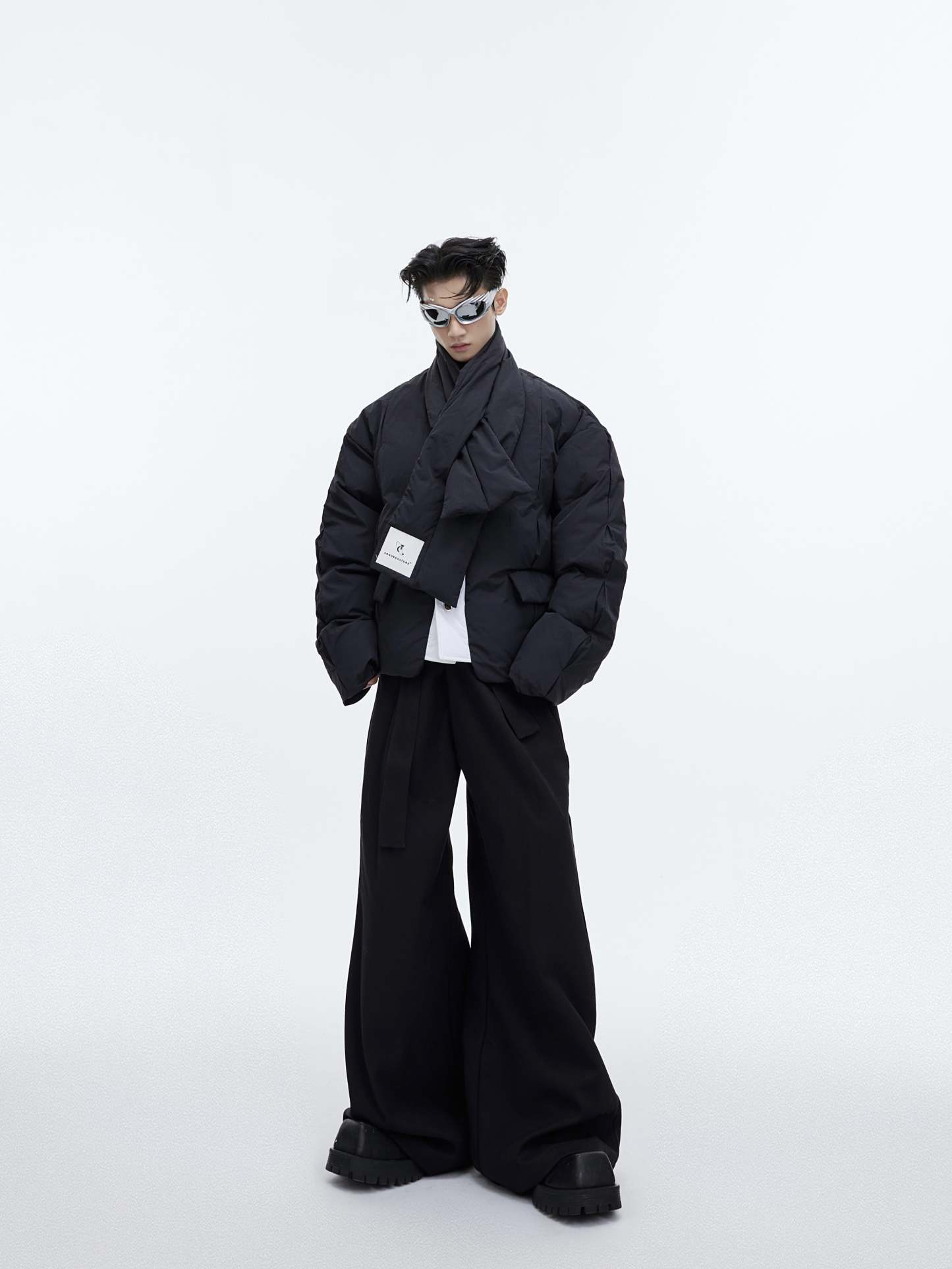 【23s December.】Deconstructed Design Cotton Jacket + Scarf-IYAMIUIO