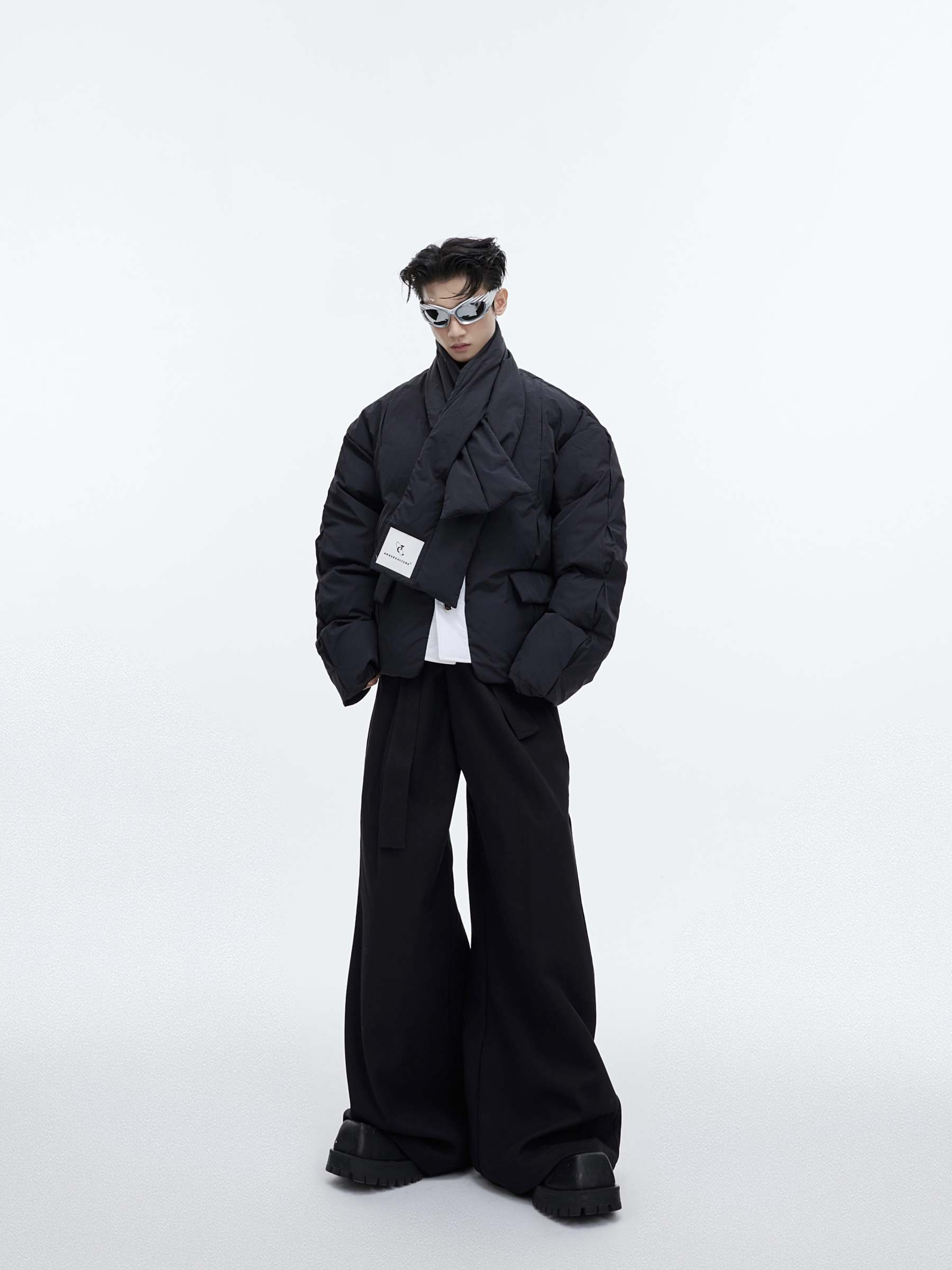 【23s December.】Deconstructed Design Cotton Jacket + Scarf-IYAMIUIO