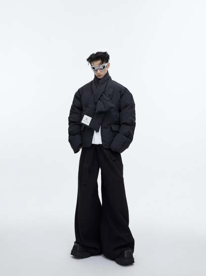 【23s December.】Deconstructed Design Cotton Jacket + Scarf-IYAMIUIO