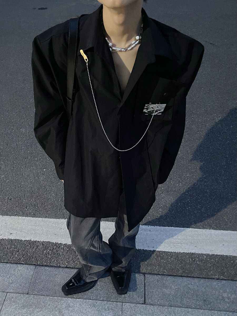 Men's Fashionable Long Sleeve White Shirt-IYAMIUIO