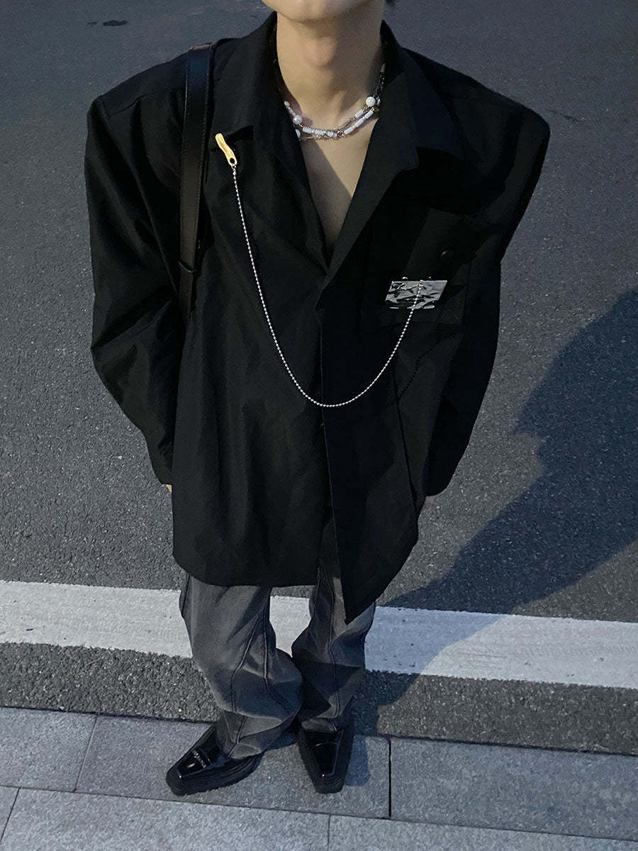 Men's Fashionable Long Sleeve White Shirt-IYAMIUIO