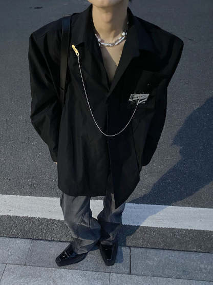 Men's Fashionable Long Sleeve White Shirt-IYAMIUIO