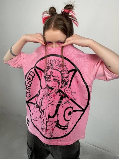 Sukuna Curse Pink Tee-IYAMIUIO