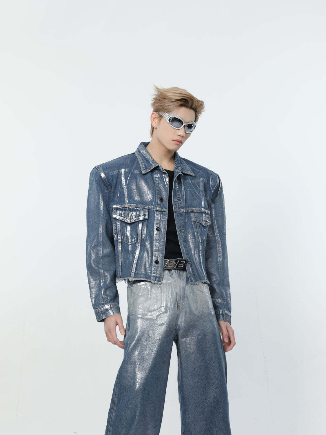 【24s March.】Liquid Washed Distressed Denim Suit-IYAMIUIO