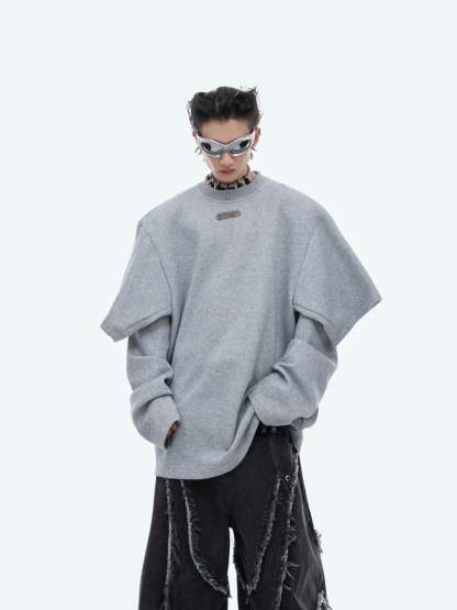 【24s Oct.】Double-layered Round-neck Simple Sweatshirt-IYAMIUIO