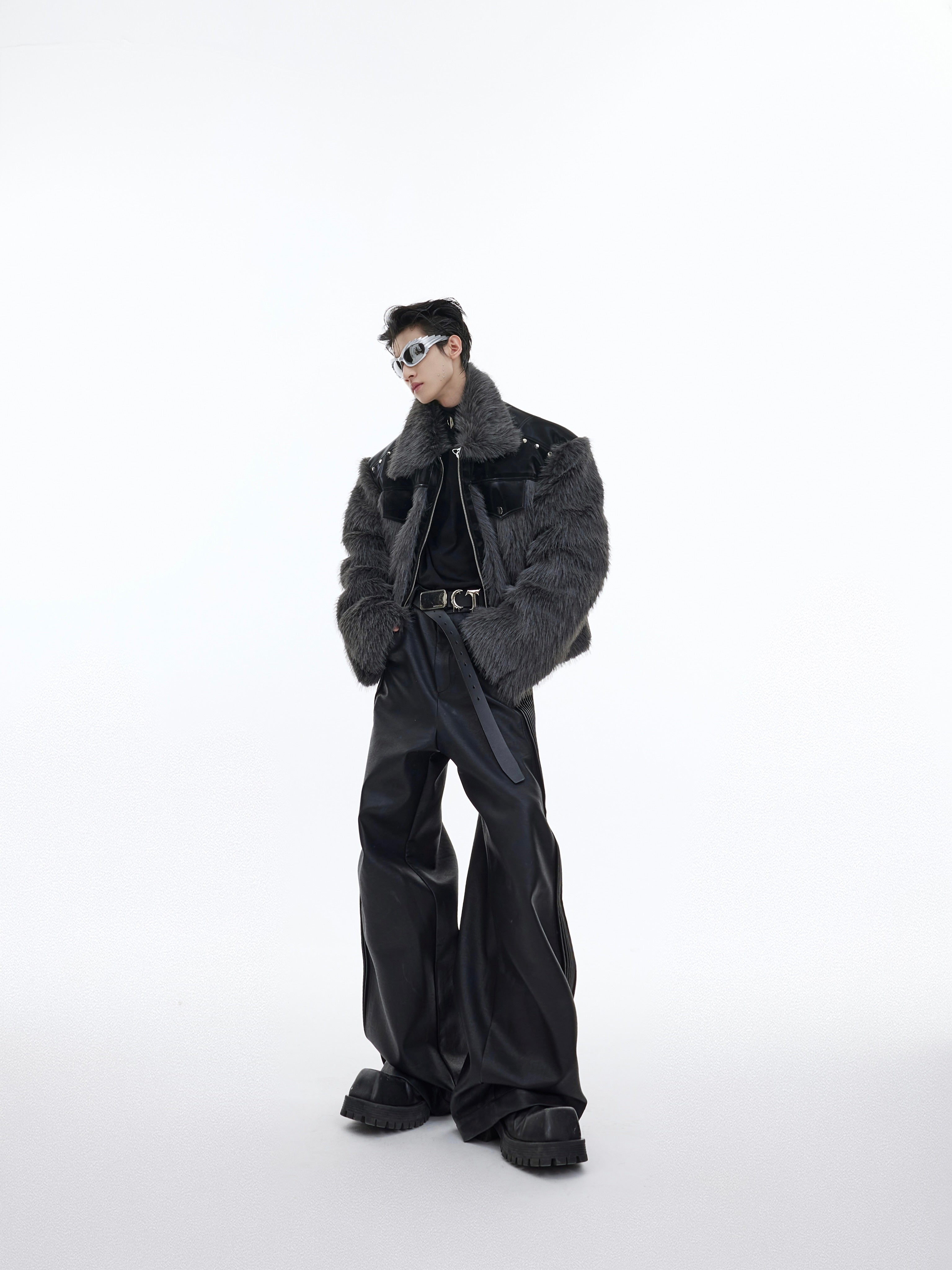 【23s November.】Deconstructed Patchwork Faux Mink Coat-IYAMIUIO