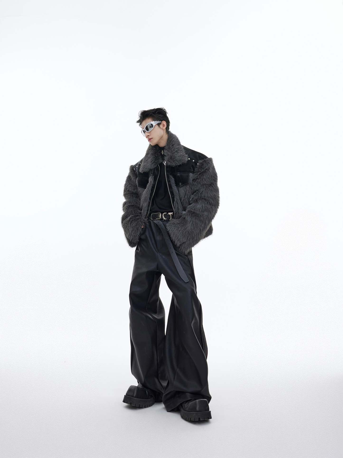 【23s November.】Deconstructed Patchwork Faux Mink Coat-IYAMIUIO