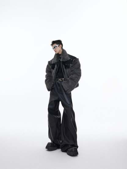 【23s November.】Deconstructed Patchwork Faux Mink Coat-IYAMIUIO