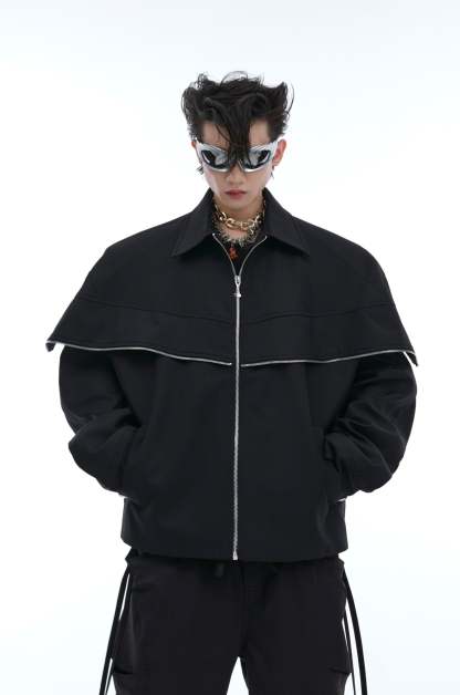 【24s Aug.】Deconstructed Metallic Cape Patchwork Jacket-IYAMIUIO