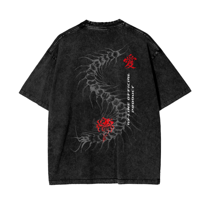 Centipede Streetwear Shirt Black Washed-IYAMIUIO