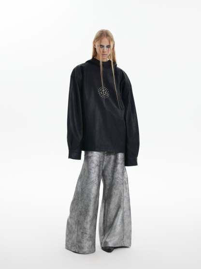 【24s Oct.】Metal Rivet Punk PU Leather Hoodie-IYAMIUIO