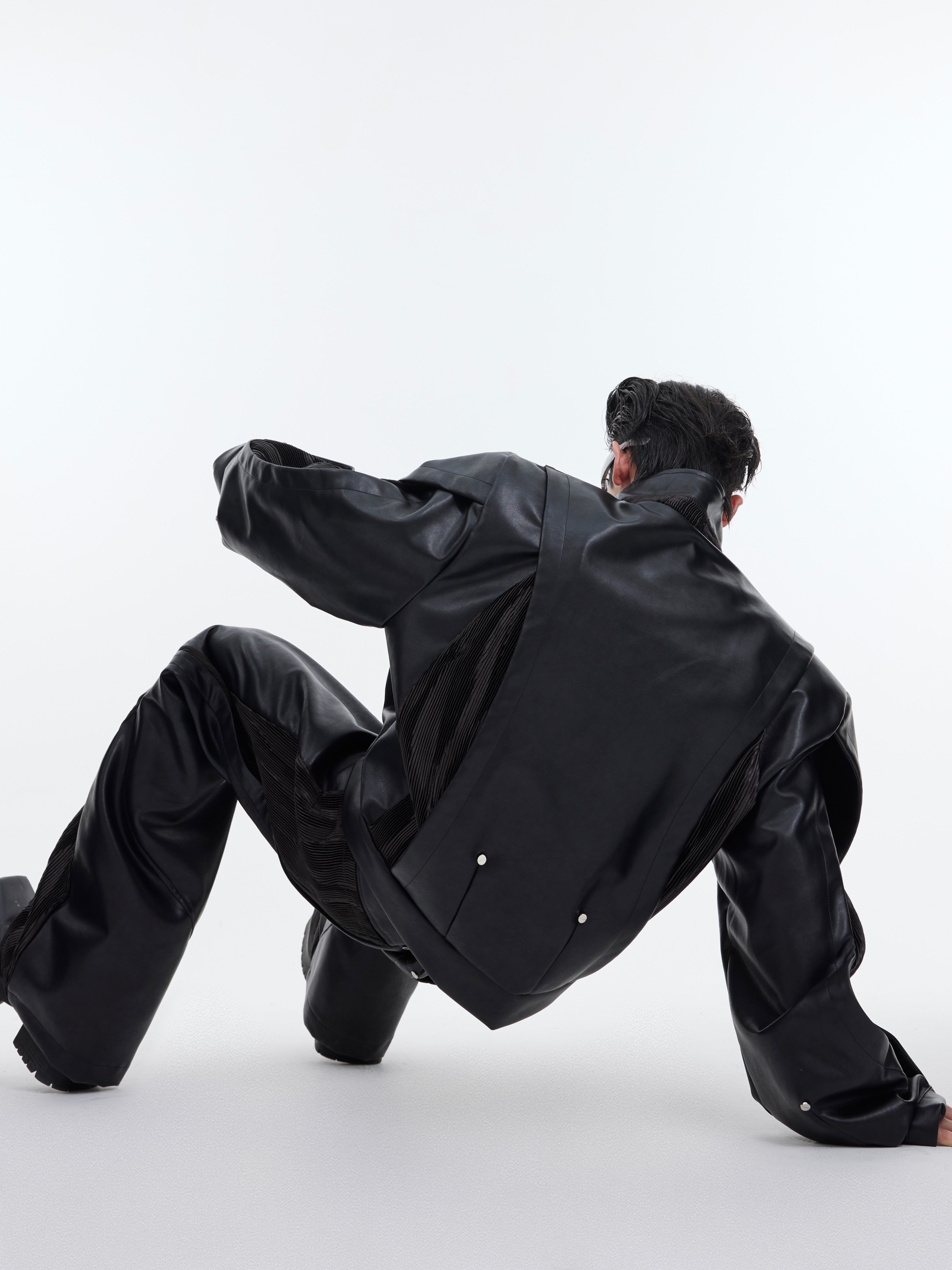 【24s February.】Deconstructed Motorcycle PU Leather Jacket-IYAMIUIO