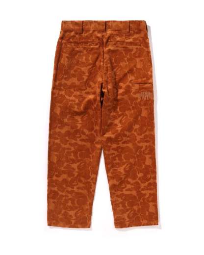 Solid Camo Debossed Corduroy Relaxed Fit Pants-IYAMIUIO