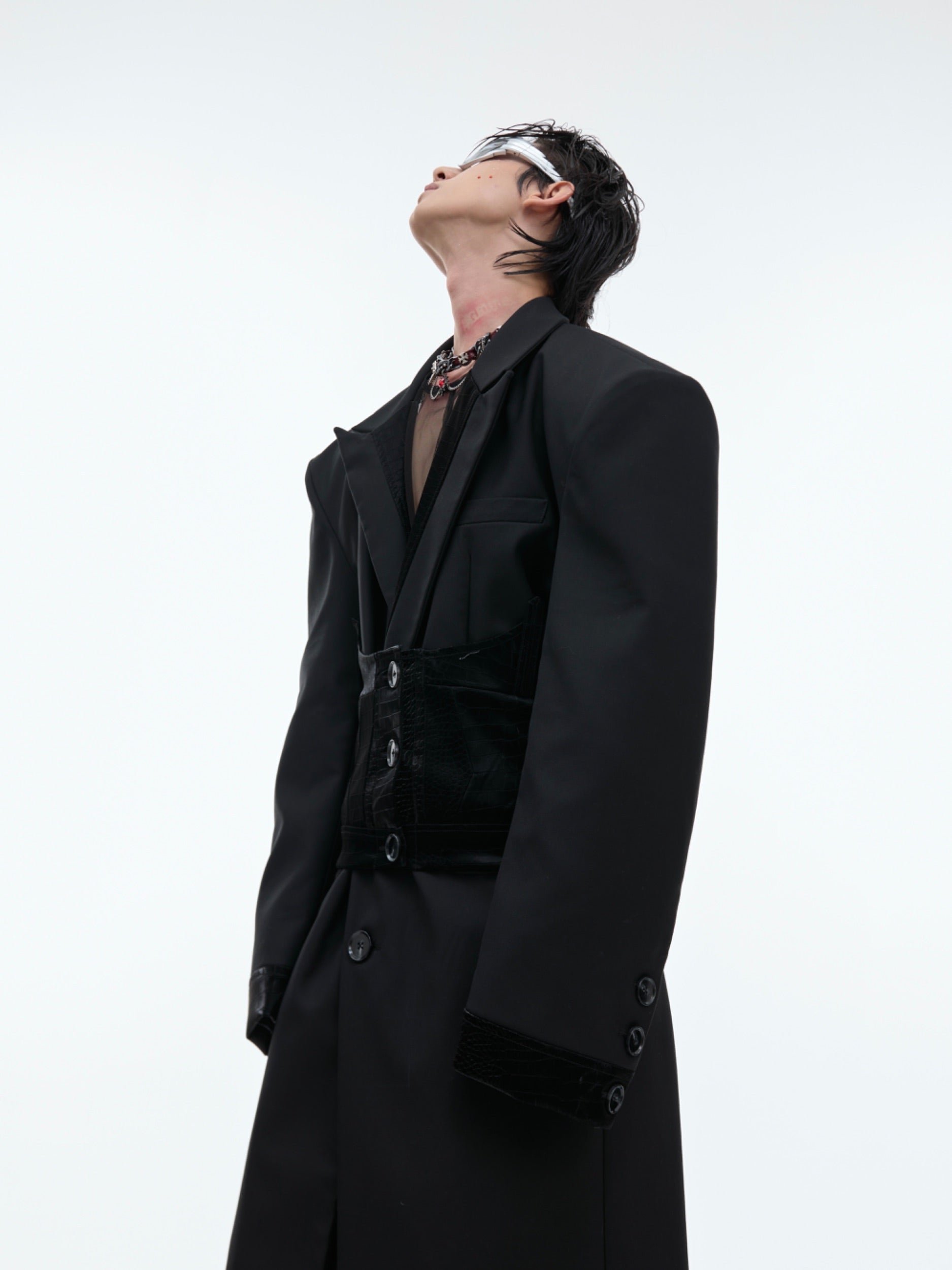 【24s Sep.】Black PU Long Trench Coat-IYAMIUIO