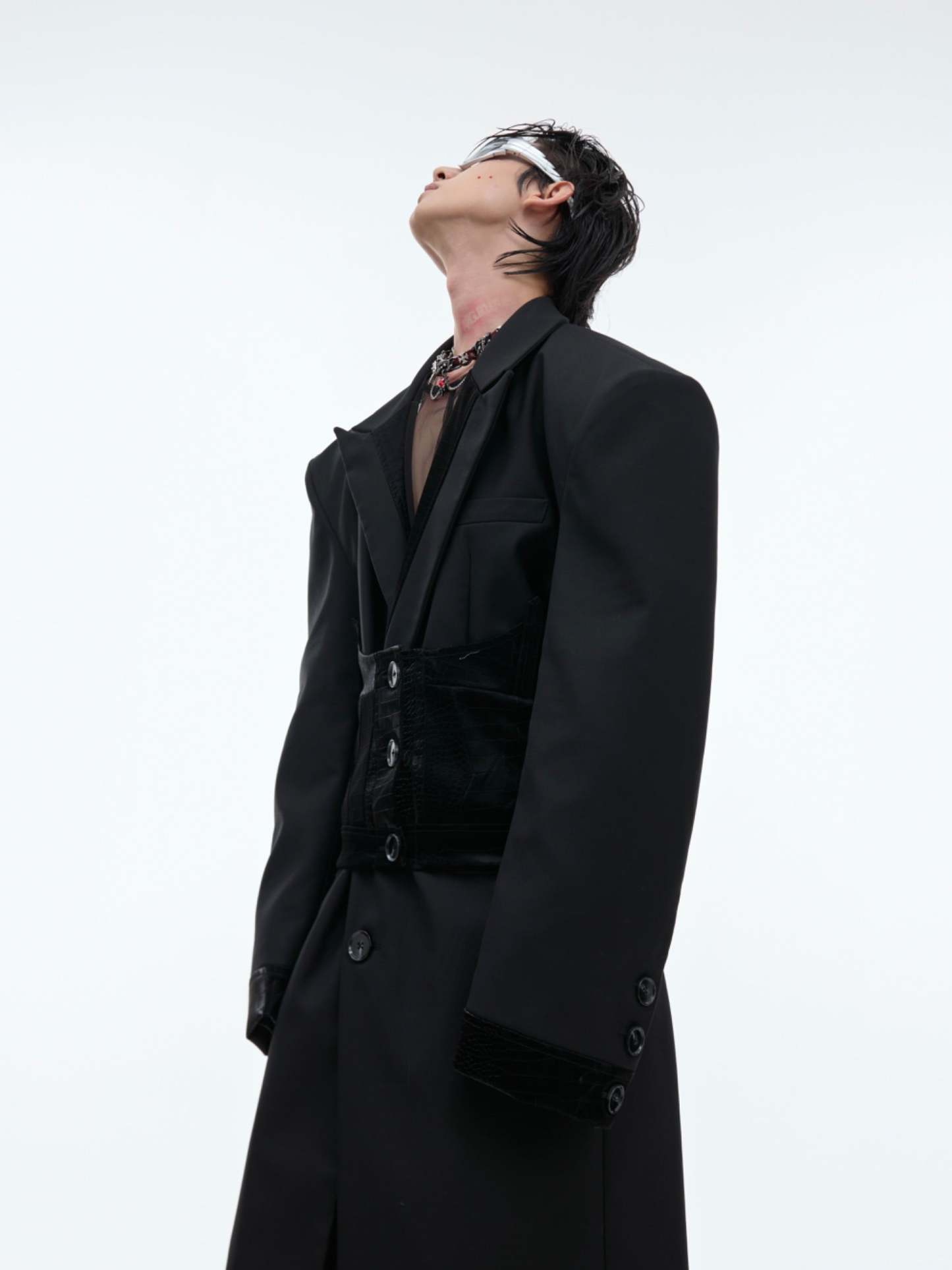 【24s Sep.】Black PU Long Trench Coat-IYAMIUIO