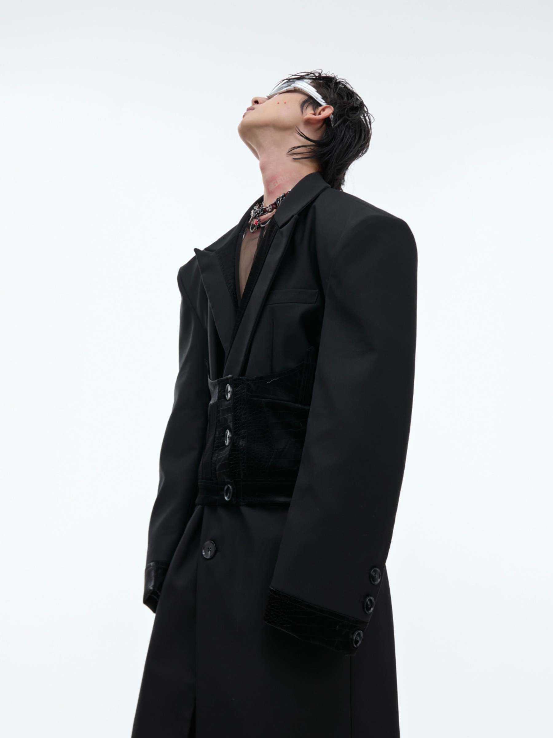 【24s Sep.】Black PU Long Trench Coat-IYAMIUIO