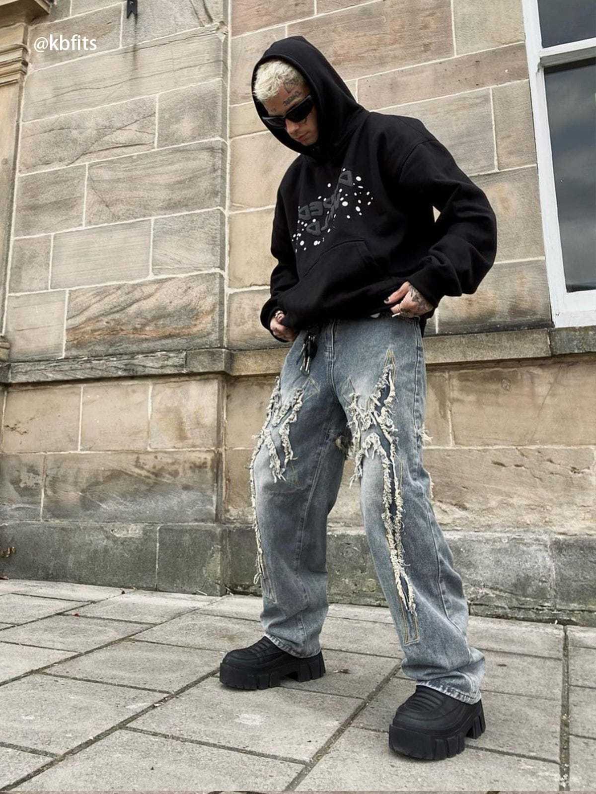 Aelfric Eden Washed Fringe Jeans-IYAMIUIO